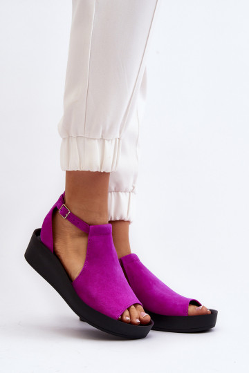 Zazoo 2914 Women's Suede Sandals Fuchsia 2