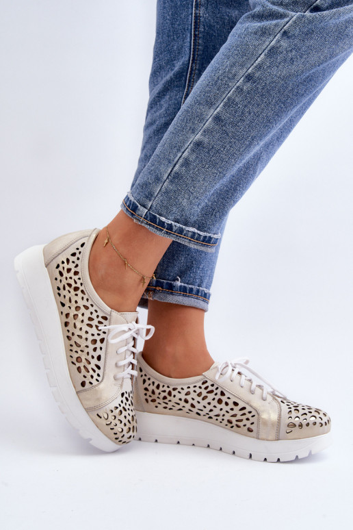 Leather Platform Half Shoes Beige Hypnosis