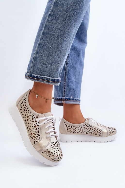 Leather Platform Half Shoes Beige Hypnosis