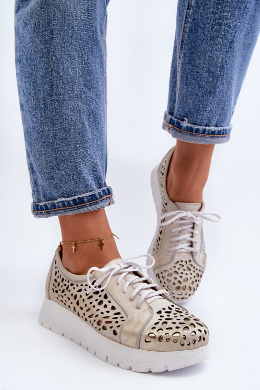 Leather Platform Half Shoes Beige Hypnosis