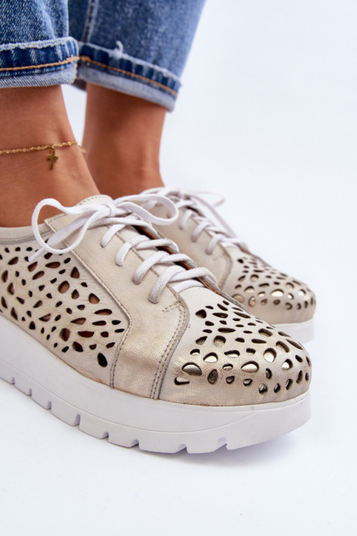 Leather Platform Half Shoes Beige Hypnosis