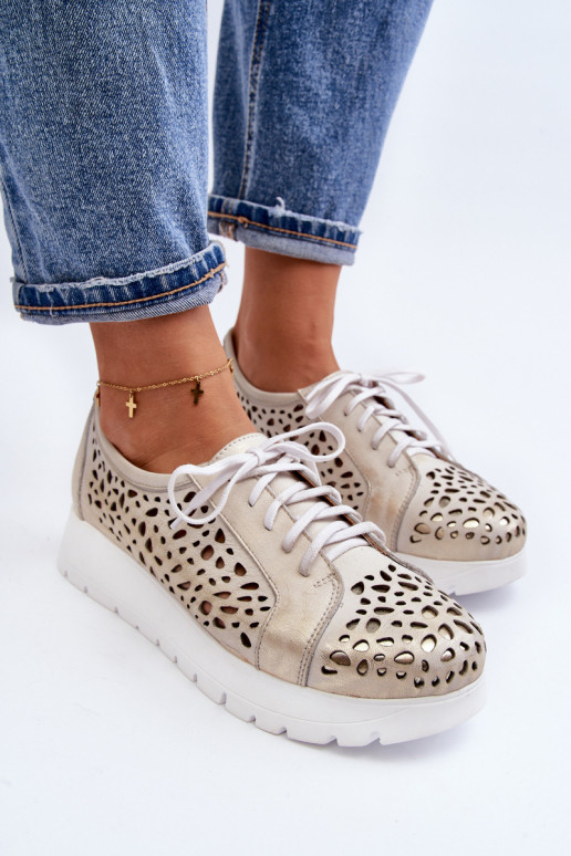 Leather Platform Half Shoes Beige Hypnosis