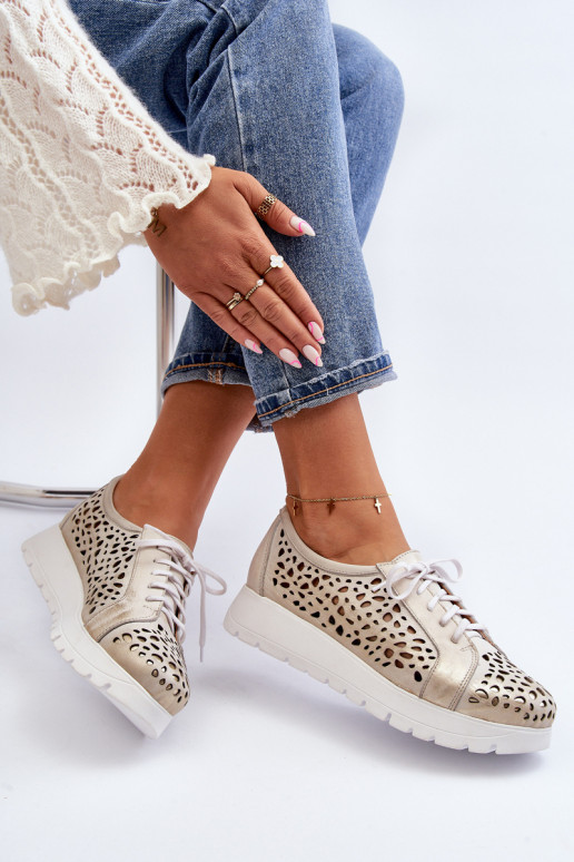 Leather Platform Half Shoes Beige Hypnosis