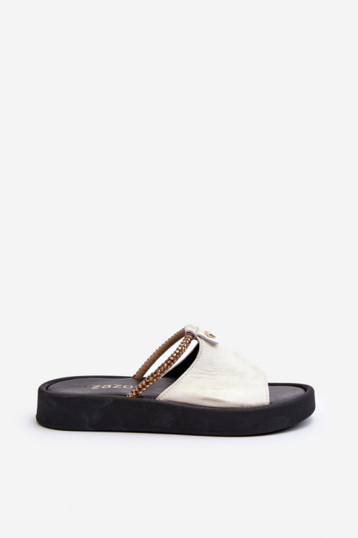 Leather Women's Sandals Zazoo 2659/005 Silver Leather Women's Sandals Zazoo 2659/005 Silver