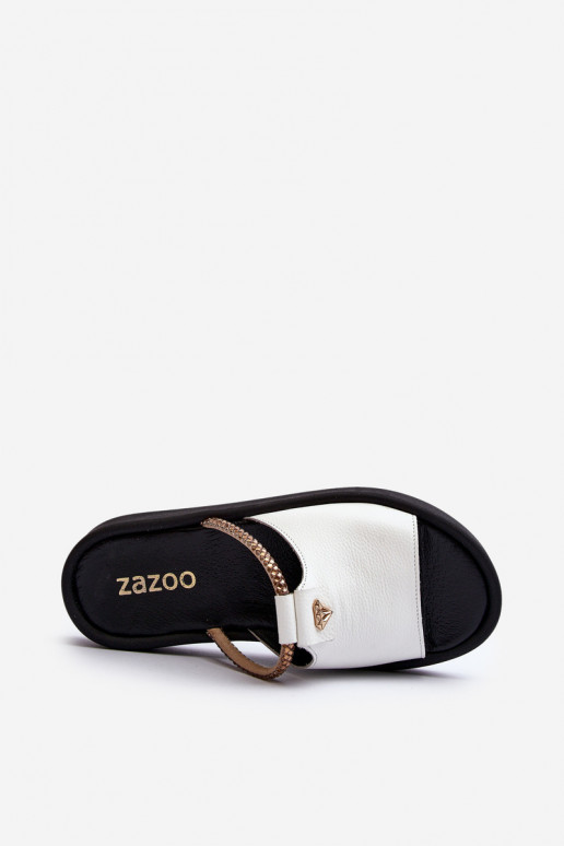 Women's Leather Sandals Zazoo 2896 White-Black Women's Leather Sandals Zazoo 2896 White-Black