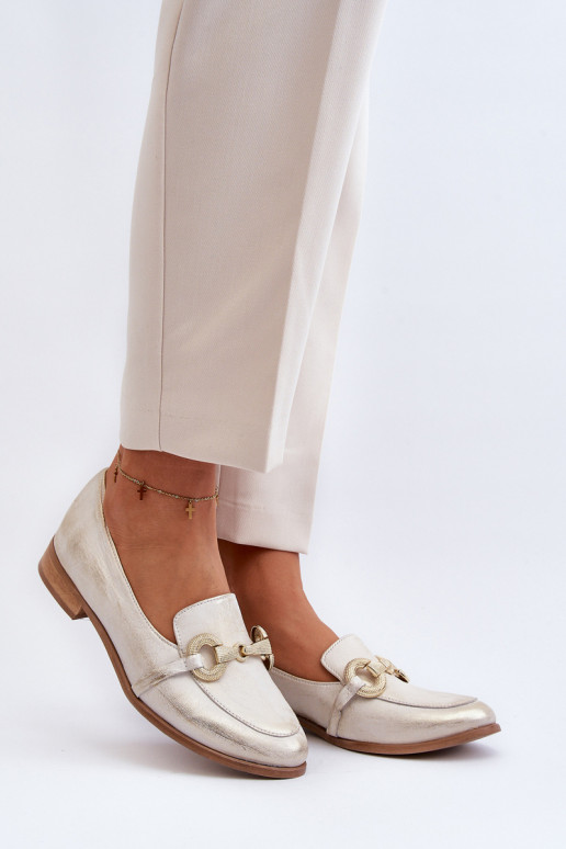 Women's Leather Moccasins with Zazoo 2880 Gold Ornament