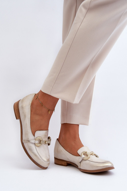 Women's Leather Moccasins with Zazoo 2880 Gold Ornament