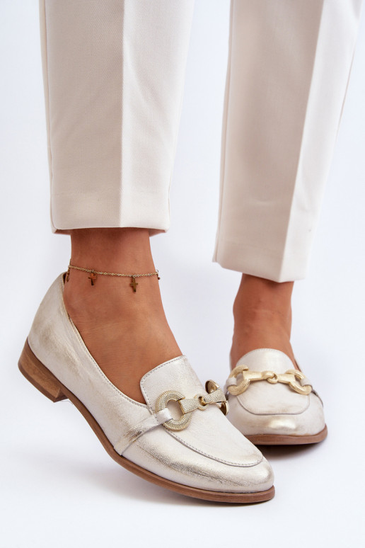 Women's Leather Moccasins with Zazoo 2880 Gold Ornament