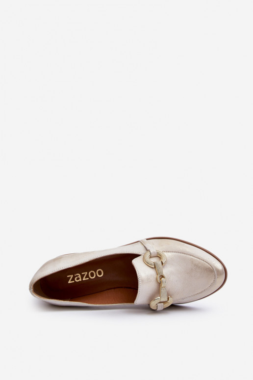 Women's Leather Moccasins with Zazoo 2880 Gold Ornament