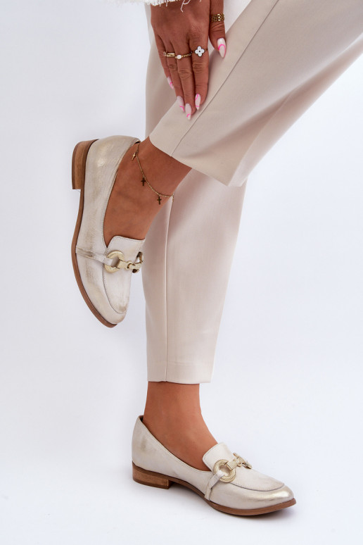 Women's Leather Moccasins with Zazoo 2880 Gold Ornament