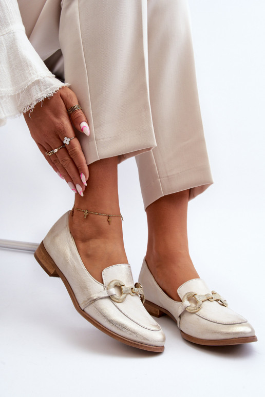 Women's Leather Moccasins with Zazoo 2880 Gold Ornament