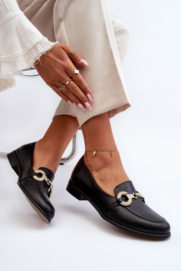 Zazoo 2880 Women's Leather Moccasins with Decoration Black 2