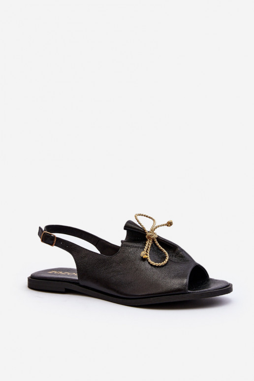 Leather Flat Sandals Zazoo 2898 Black Leather Flat Sandals Zazoo 2898 Black