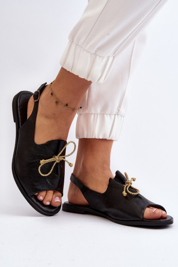 Leather Flat Sandals Zazoo 2898 Black 2