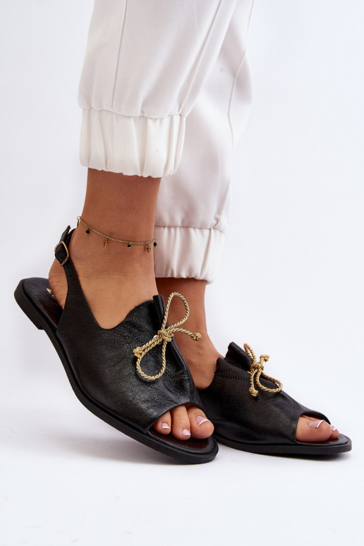 Leather Flat Sandals Zazoo 2898 Black Leather Flat Sandals Zazoo 2898 Black