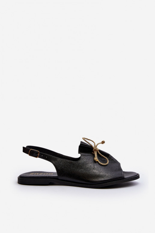 Leather Flat Sandals Zazoo 2898 Black Leather Flat Sandals Zazoo 2898 Black