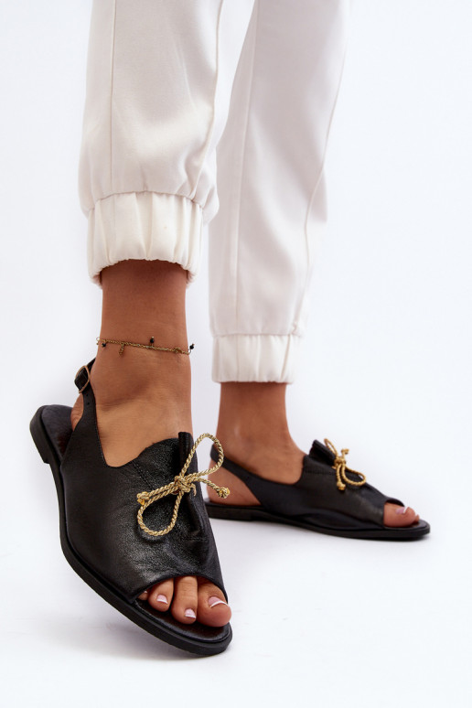 Leather Flat Sandals Zazoo 2898 Black Leather Flat Sandals Zazoo 2898 Black