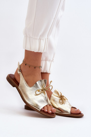 Zazoo 2898 Leather Flat Sandals Gold 2