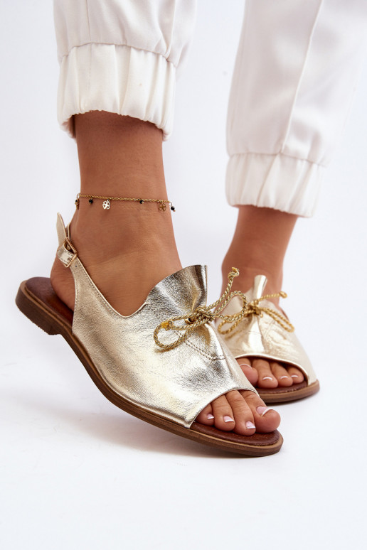 Zazoo 2898 Leather Flat Sandals Gold Zazoo 2898 Leather Flat Sandals Gold