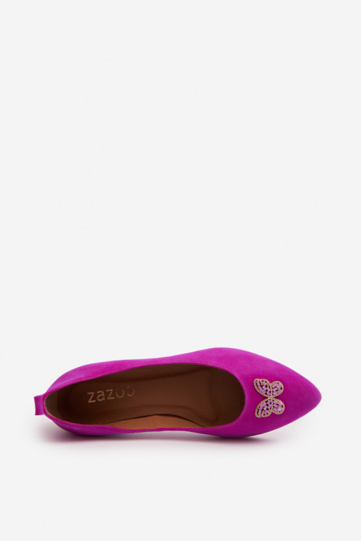 Leather Ballerinas with Zazoo 2885 Gold-White Embellishment Leather Ballerinas with Zazoo 2885 Gold-White Embellishment