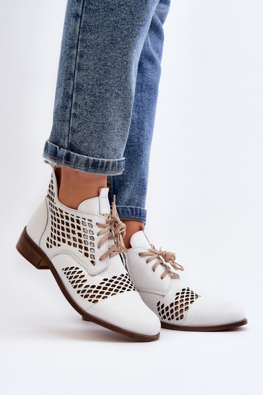 Leather Cut-Out Boots Zazoo 2704 White Leather Cut-Out Boots Zazoo 2704 White