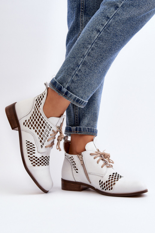 Leather Cut-Out Boots Zazoo 2704 White Leather Cut-Out Boots Zazoo 2704 White
