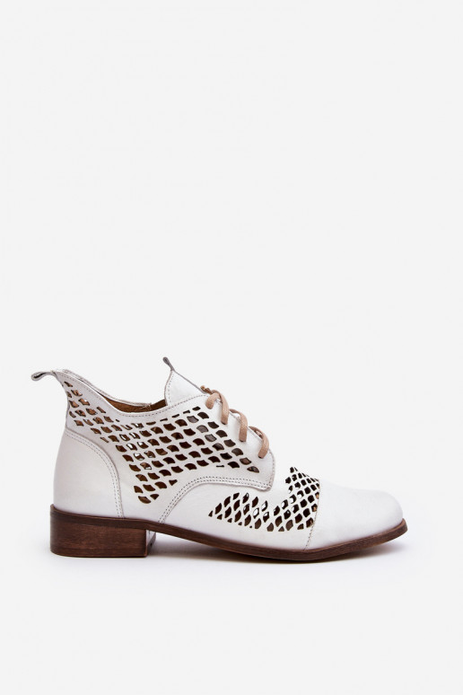 Leather Cut-Out Boots Zazoo 2704 White Leather Cut-Out Boots Zazoo 2704 White