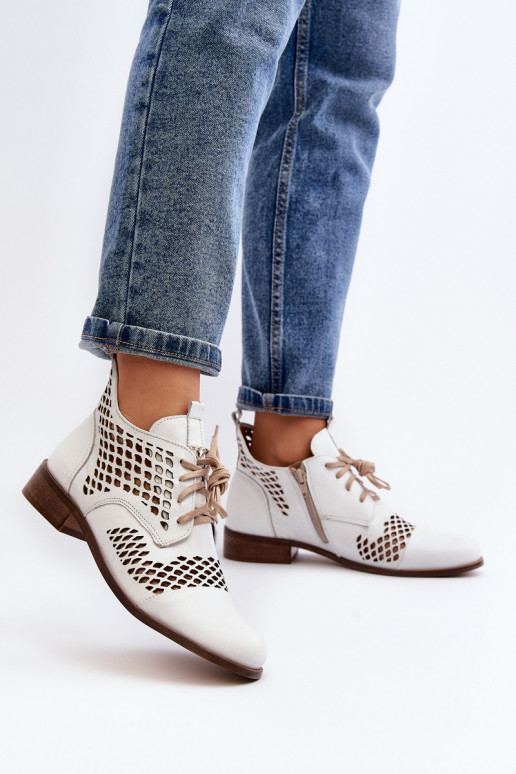 Leather Cut-Out Boots Zazoo 2704 White Leather Cut-Out Boots Zazoo 2704 White