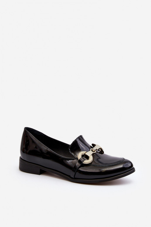 Zazoo 2880 Women's Patent Loafers With Decoration Black Zazoo 2880 Women's Patent Loafers With Decoration Black