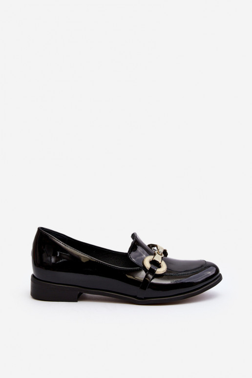 Zazoo 2880 Women's Patent Loafers With Decoration Black Zazoo 2880 Women's Patent Loafers With Decoration Black