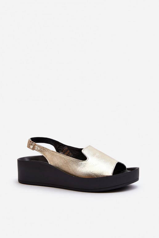 Zazoo 2893 Women's Leather Sandals on Thick Sole Gold Zazoo 2893 Women's Leather Sandals on Thick Sole Gold