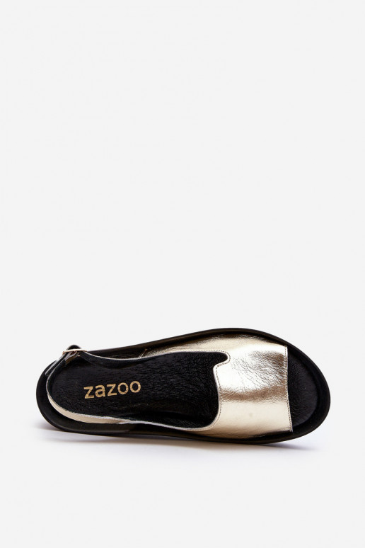 Zazoo 2893 Women's Leather Sandals on Thick Sole Gold Zazoo 2893 Women's Leather Sandals on Thick Sole Gold