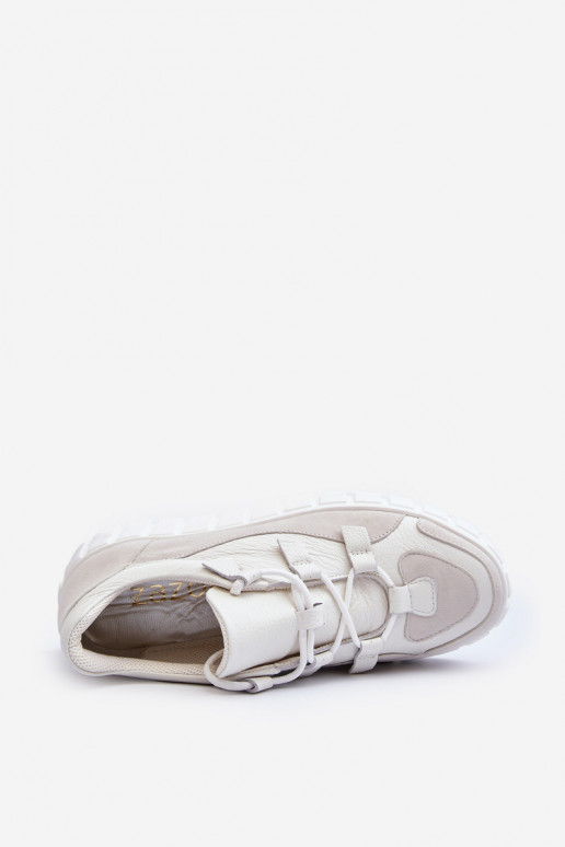 Women's Leather Platform Sports Shoes M01/1 Zazoo Light Beige Women's Leather Platform Sports Shoes M01/1 Zazoo Light Beige