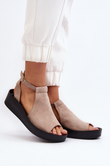 Zazoo 2914 Women's Suede Sandals Beige 2