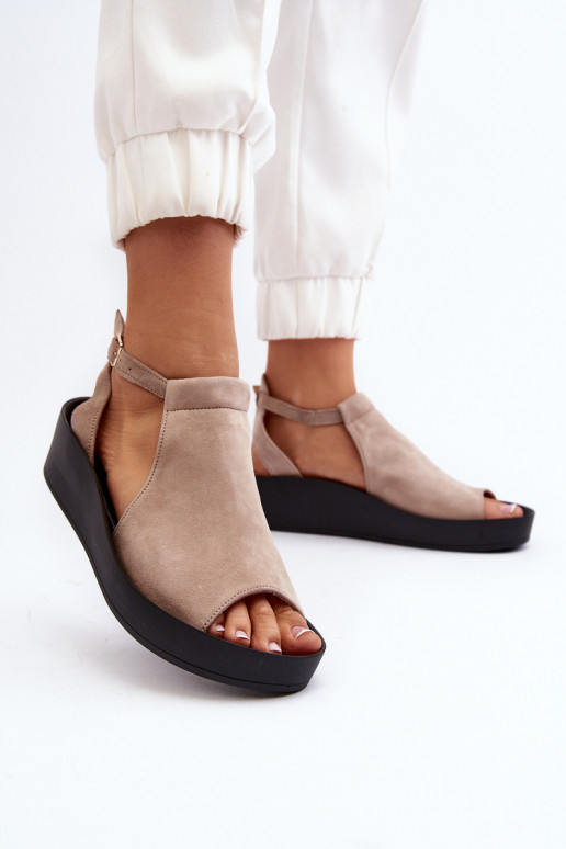 Zazoo 2914 Sandały Damskie Zamszowe Beżowe