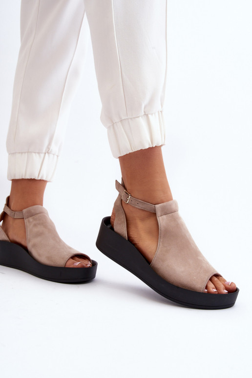 Zazoo 2914 Sandały Damskie Zamszowe Beżowe