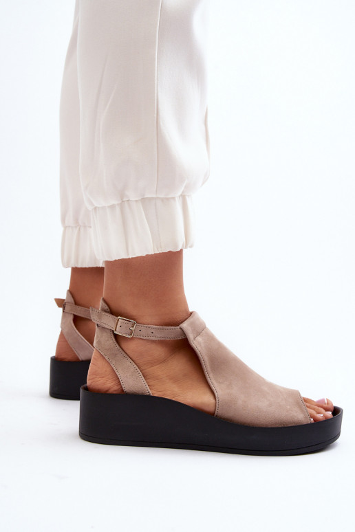 Zazoo 2914 Women's Suede Sandals Beige Zazoo 2914 Women's Suede Sandals Beige