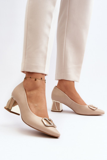 Elegant Pumps with Ornament Laura Messi 2740 Beige 2
