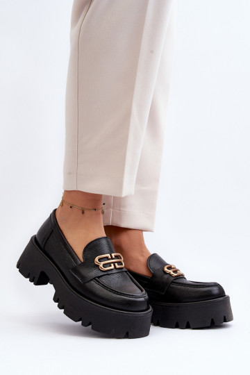 Zazoo 20164 Women's Genuine Leather Loafers Black 2