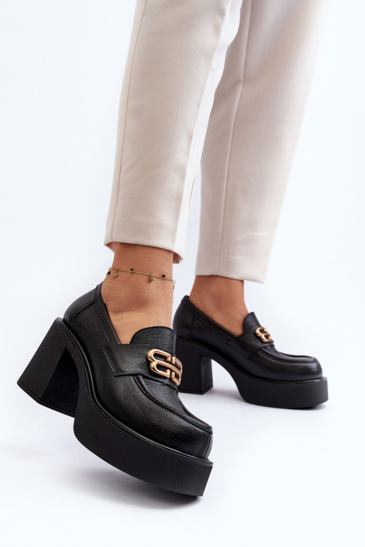 Zazoo 20170 Women's Leather Shoes with Heels Black Zazoo 20170 Women's Leather Shoes with Heels Black