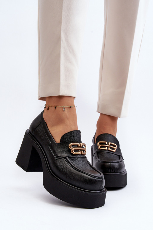 Zazoo 20170 Women's Leather Shoes with Heels Black Zazoo 20170 Women's Leather Shoes with Heels Black