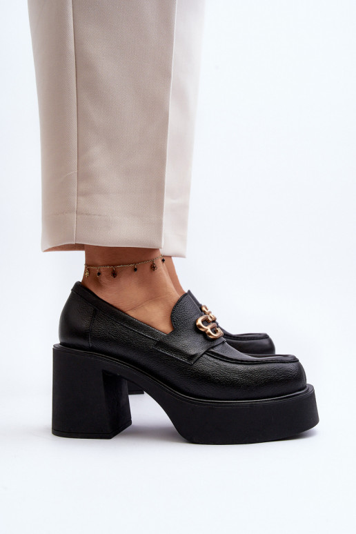 Zazoo 20170 Women's Leather Shoes with Heels Black Zazoo 20170 Women's Leather Shoes with Heels Black