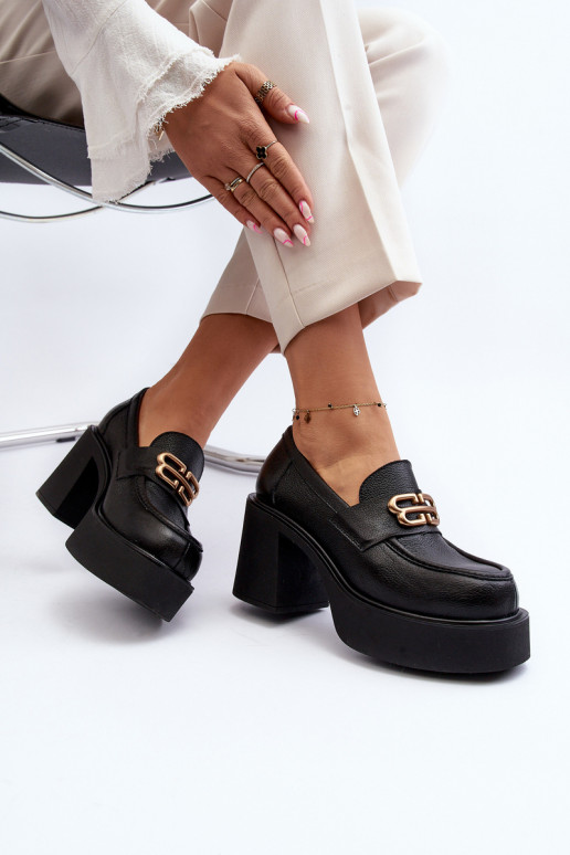 Zazoo 20170 Women's Leather Shoes with Heels Black Zazoo 20170 Women's Leather Shoes with Heels Black