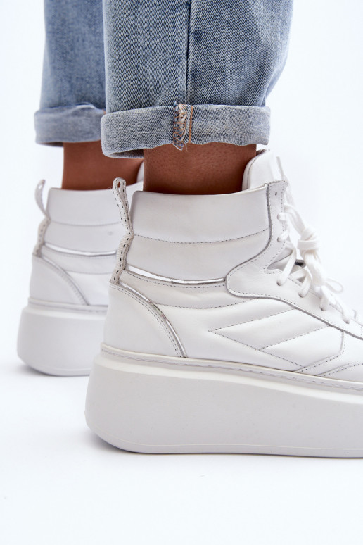 Zazoo 3392/X Women's Leather Platform Sports Shoes White Zazoo 3392/X Women's Leather Platform Sports Shoes White