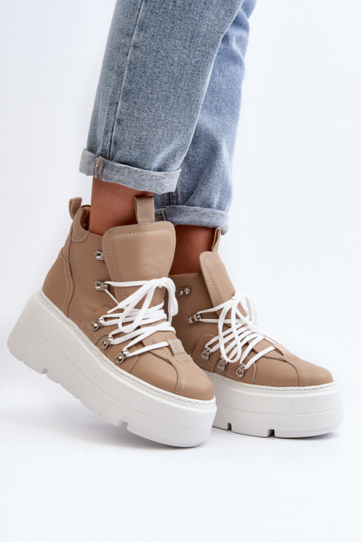 Zazoo 3416 Leather Women's Sports Shoes Beige Zazoo 3416 Leather Women's Sports Shoes Beige