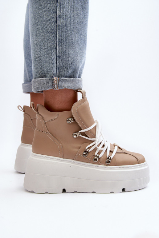 Zazoo 3416 Leather Women's Sports Shoes Beige Zazoo 3416 Leather Women's Sports Shoes Beige