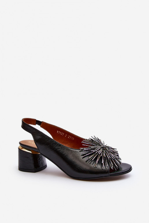 Leather Sandals On Triangle Heel Laura Messi 2595 Brown Leather Sandals On Triangle Heel Laura Messi 2595 Brown