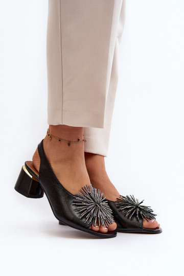 Leather Sandals On Triangle Heel Laura Messi 2595 Brown 2