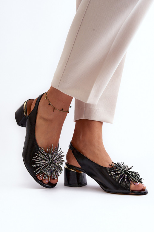 Skórzane SandaływithOzdobą Laura Messi 2719 Czarne