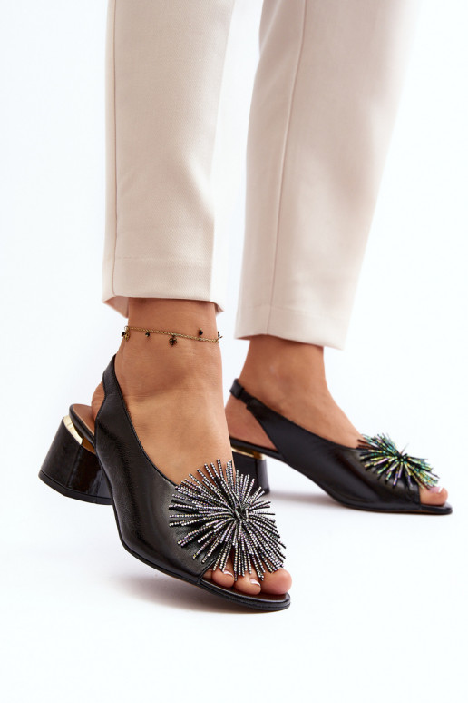 Leather Sandals On Triangle Heel Laura Messi 2595 Brown Leather Sandals On Triangle Heel Laura Messi 2595 Brown
